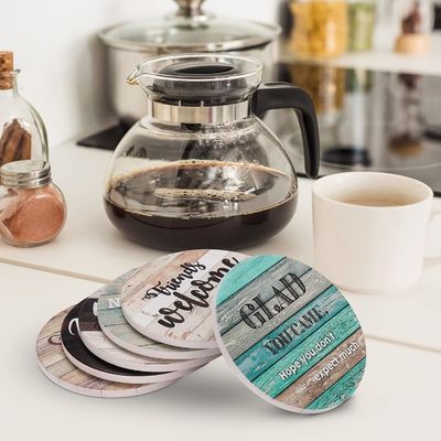 Marmol Sarcástico Absorbente de Piedra de Corcho de Bebidas de Bajo Con Portador Custom Luxury 6 Pcs