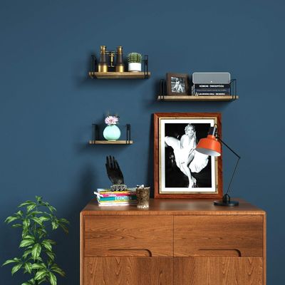 Muebles de la sala de estar Estante de pared Metal madera Aplicación de cocina de almacenamiento moderno Ahorra espacio