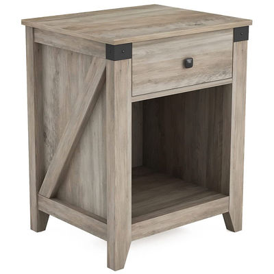 Estancia de noche moderna de granja con cajón mesa de cama rústica de madera 16 x 19 x 24 pulgadas