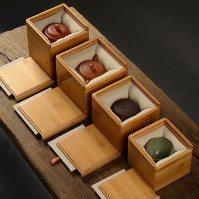 Multicompartimentos organizador de bolsas de té Caja de madera con construcción de bambú y poliéster