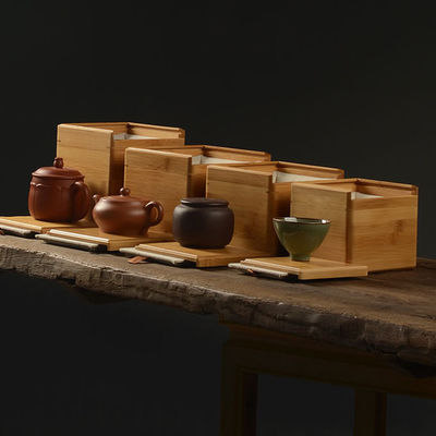 Multicompartimentos organizador de bolsas de té Caja de madera con construcción de bambú y poliéster