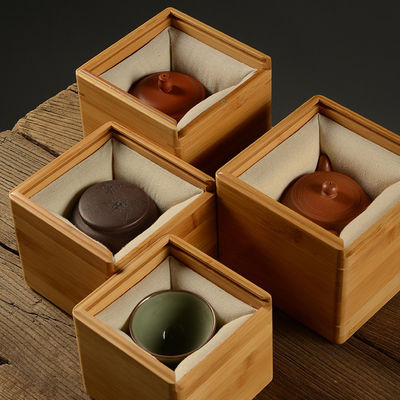 Multicompartimentos organizador de bolsas de té Caja de madera con construcción de bambú y poliéster