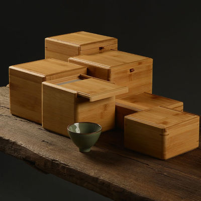 Multicompartimentos organizador de bolsas de té Caja de madera con construcción de bambú y poliéster