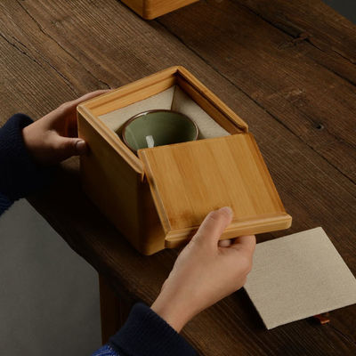 Multicompartimentos organizador de bolsas de té Caja de madera con construcción de bambú y poliéster