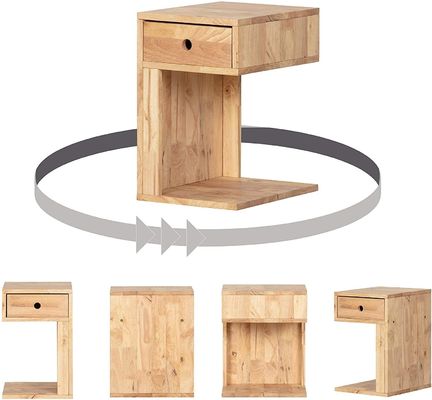 12.5 x 15.75 x 19.75 pulgadas Mesa de noche barnizada con un cajón Mesa de cama de madera