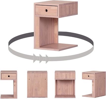 12.5 x 15.75 x 19.75 pulgadas Mesa de noche barnizada con un cajón Mesa de cama de madera