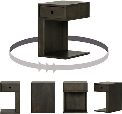 12.5 x 15.75 x 19.75 pulgadas Mesa de noche barnizada con un cajón Mesa de cama de madera