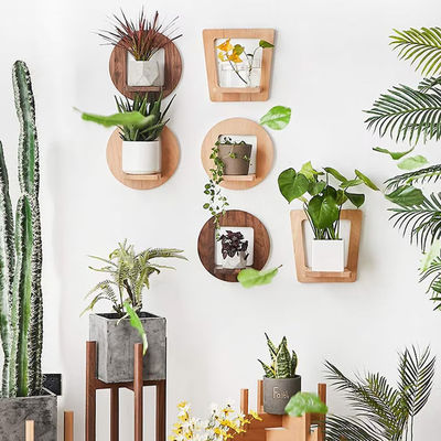 Estante de plantas de interior colgador de plantas de madera estante de exhibición rústica con logotipo personalizado