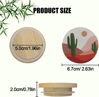8 Anillos de sellado de silicona de tamaño personalizado con patrones coloridos de boho y tapas de bambú