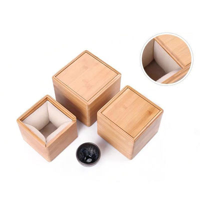 Grabación de logotipo Slide Lid Bamboo Cuadrado Caja de madera para regalos y embalajes personalizados