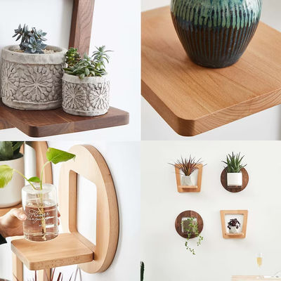 Estante de plantas de interior colgador de plantas de madera estante de exhibición rústica con logotipo personalizado