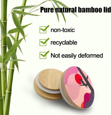 8 Anillos de sellado de silicona de tamaño personalizado con patrones coloridos de boho y tapas de bambú