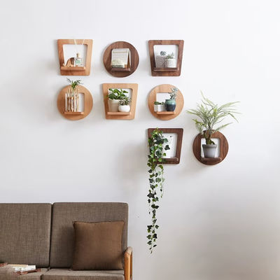 Estante de plantas de interior colgador de plantas de madera estante de exhibición rústica con logotipo personalizado