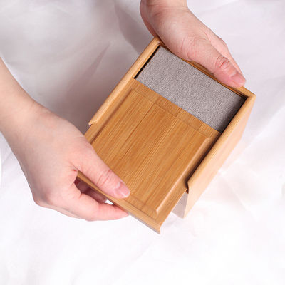 Grabación de logotipo Slide Lid Bamboo Cuadrado Caja de madera para regalos y embalajes personalizados