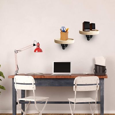 Embalaje de correo N Repisas de esquina de madera sólida flotante redonda pequeña para decoración de habitaciones domésticas