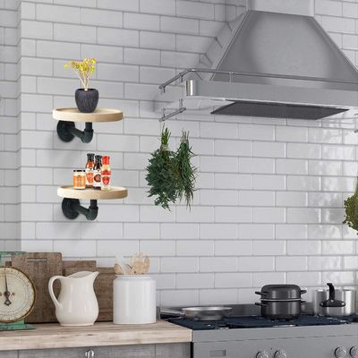 Embalaje de correo N Repisas de esquina de madera sólida flotante redonda pequeña para decoración de habitaciones domésticas