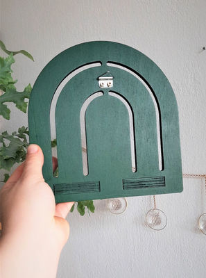 Arco iris Decoración de pared colgante de madera Estante de exhibición de plantas pequeñas para muebles de sala de estar