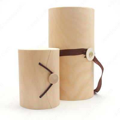 Caja de regalo de madera suave redonda hecha a mano con otros medios de impresión