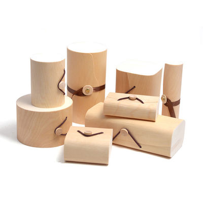 Caja de regalo de madera suave redonda hecha a mano con otros medios de impresión