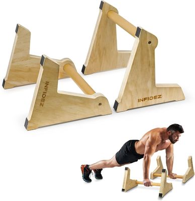 Parallettes de madera de 20x12 pulgadas y barras de empuje para ejercicios de gimnasia de pie de mano antideslizante