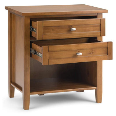 Muebles de dormitorio de diseño moderno rústico de 24 "Negro Largo Puesta de noche Puesta de noche de madera maciza