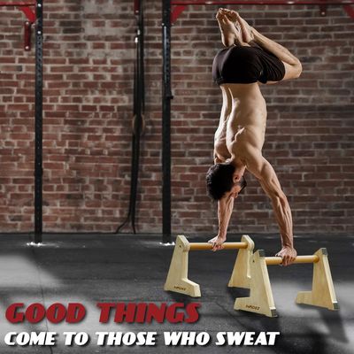 Parallettes de madera de 20x12 pulgadas y barras de empuje para ejercicios de gimnasia de pie de mano antideslizante