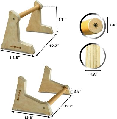Parallettes de madera de 20x12 pulgadas y barras de empuje para ejercicios de gimnasia de pie de mano antideslizante