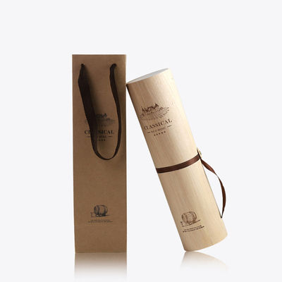 Caja de vino de madera vacía creativa personalizada con artesanía de cilindro de corteza de abedul hecha a mano