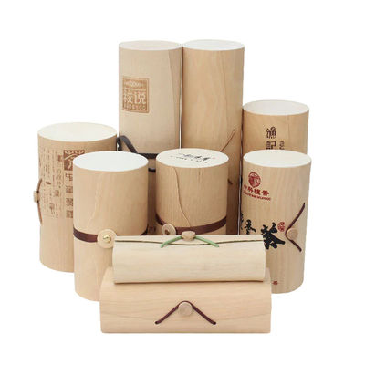 Caja de vino de madera vacía creativa personalizada con artesanía de cilindro de corteza de abedul hecha a mano