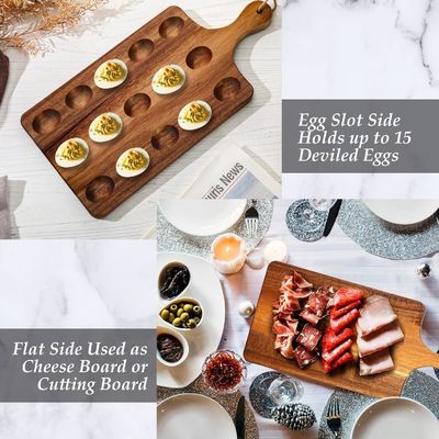 Plato de huevo de madera reversible como su petición Acacia tablero de charcutería