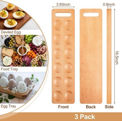 En el Día de Acción de Gracias, la bandeja de huevos demonizados ahorra espacio con este porta bandejas de madera de 12 agujeros.
