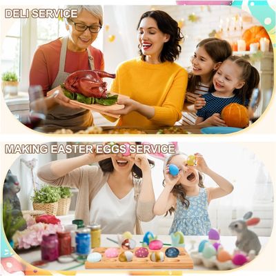 24 agujeros Reversible Plato de huevo de madera desviado Plato de charcutería para servir verduras