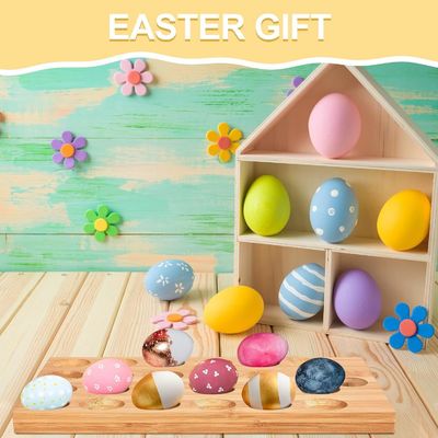 24 agujeros Reversible Plato de huevo de madera desviado Plato de charcutería para servir verduras