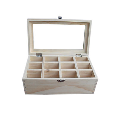 Caja de almacenamiento de té de madera con tapa transparente para impresión con láser Gravar diseño ecológico natural