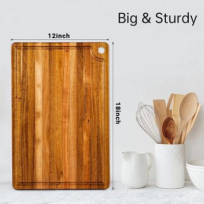 Como su pedido tablero de corte con mango de ranura de jugo tablero de corte de madera de acacia