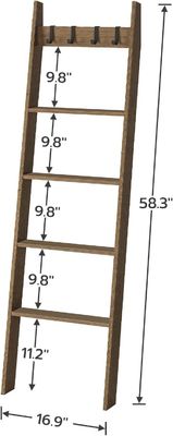 Estante de toallas inclinado en la pared de tamaño común de 5 niveles con impresión quemada y diseño decorativo