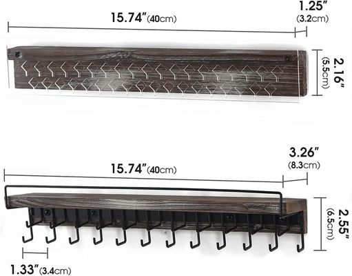 Display de pendientes de madera de casa de campo rústica a medida y collar de acrílico transparente