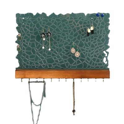 Diseño funcional Estante flotante de madera pantalla de pendientes acrílicas para logotipo personalizado