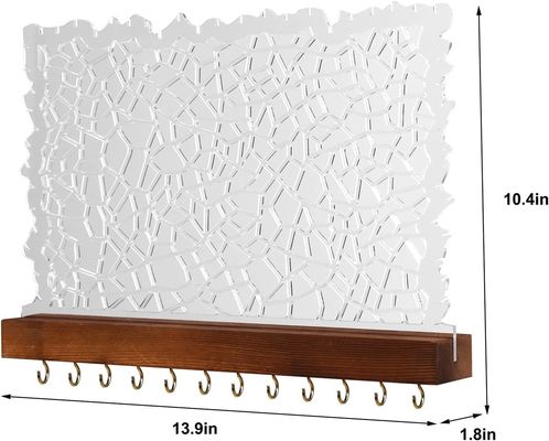 Diseño funcional Estante flotante de madera pantalla de pendientes acrílicas para logotipo personalizado