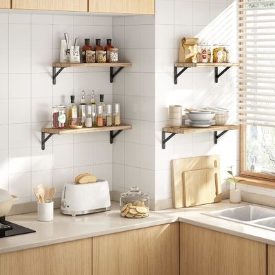 Popular tamaño personalizado conjunto de colores de 5 estanterías flotantes de madera rústica para la decoración del baño