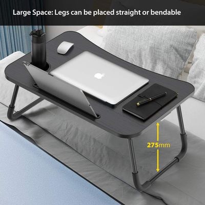 Escritorio portátil plegable ajustable de altura con cajón de almacenamiento y portavasos