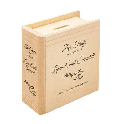 13.5 x 16.5 x 6.5 cm Cajas de dinero de boda de madera con opciones competitivas e impresoras