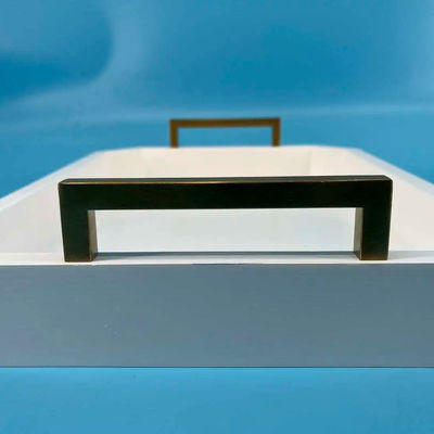 Logotipo personalizado Acceptable bandeja de servicio de madera blanca con asas hechas de madera de acacia