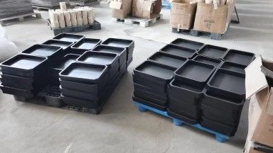 202406 bandeja negra de madera para servir material de madera de acacia bandeja de madera personalizada con asas