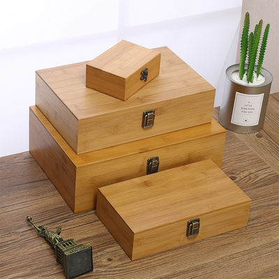 Logotipo personalizado aceptable Eco-amigable Rectángulo de bambú de madera 13x9x5cm Caja de almacenamiento