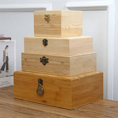 Logotipo personalizado aceptable Eco-amigable Rectángulo de bambú de madera 13x9x5cm Caja de almacenamiento