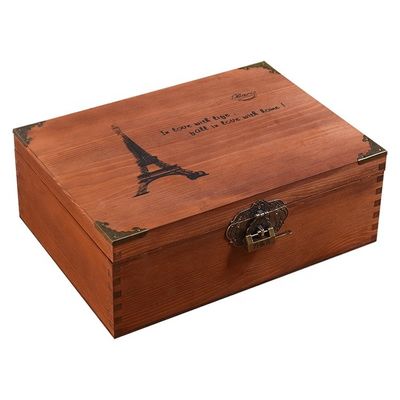 Lavar Manejo Estilo Vintage Personalizado Pequeña caja de fotos de boda de madera con cerradura