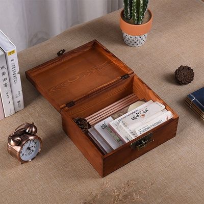 Lavar Manejo Estilo Vintage Personalizado Pequeña caja de fotos de boda de madera con cerradura