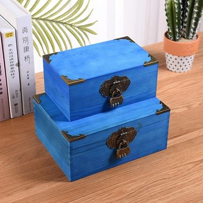 Lavar Manejo Estilo Vintage Personalizado Pequeña caja de fotos de boda de madera con cerradura