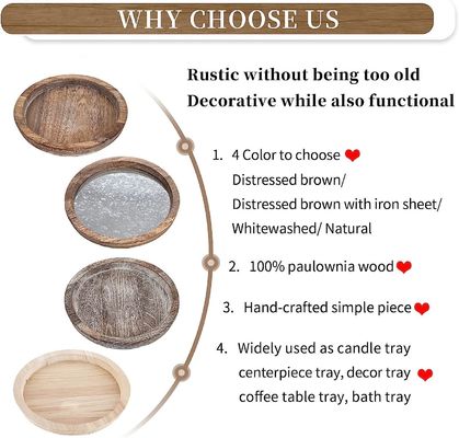 bandeja de servicio de madera a medida rustica redonda Decoración del portavelas para herramientas de pastel y diseño